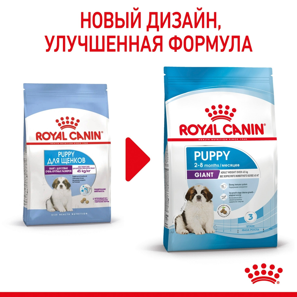 Royal Canin Giant Puppy полнорационный сухой корм для щенков гигантских  пород с 2 до 8 месяцев | Купить в Архангельске